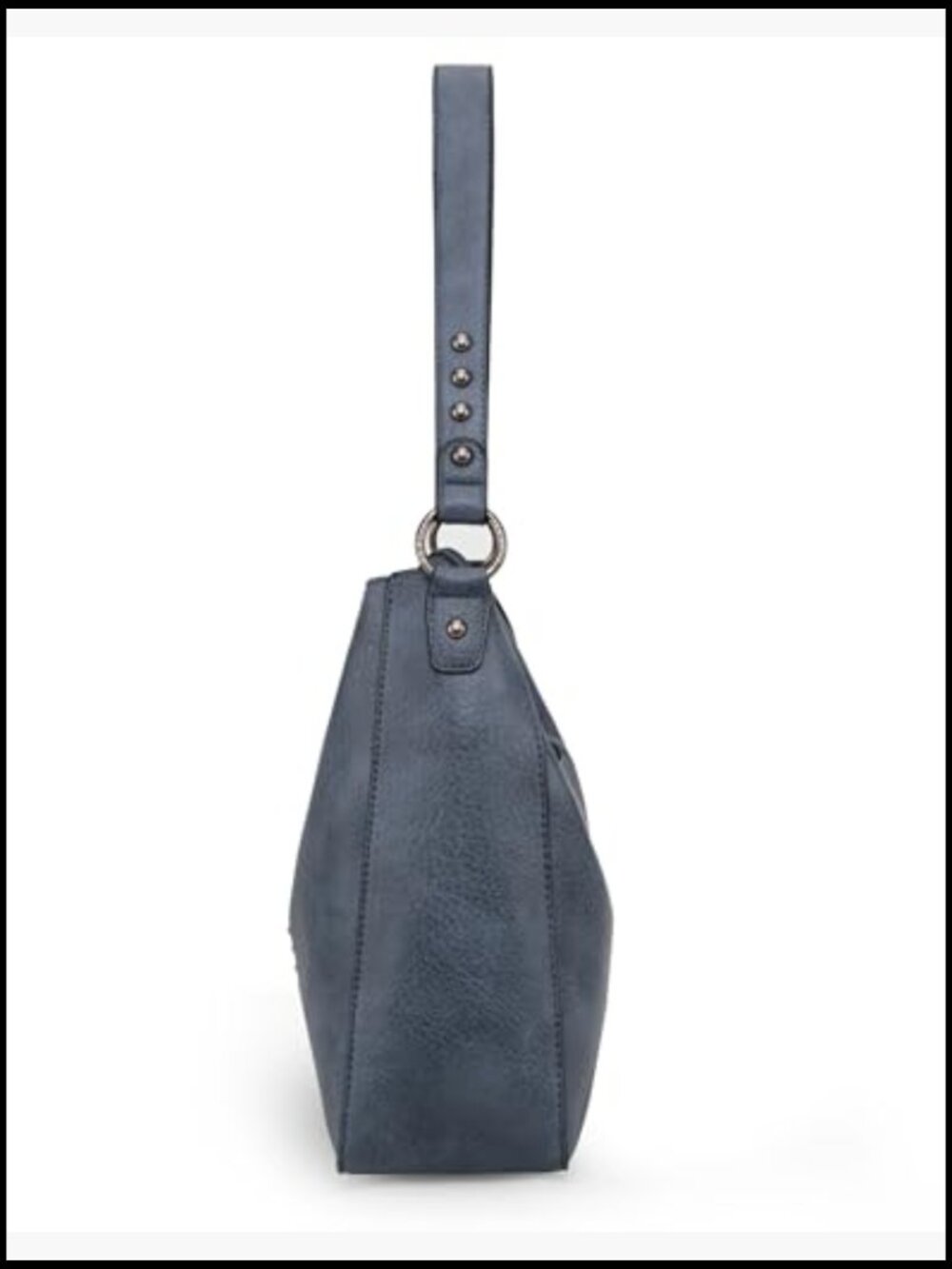 Vegan PU Leather Hobo Crossbody Bag with Zipper Closure and Detachable Strap - Picture 6 of 7